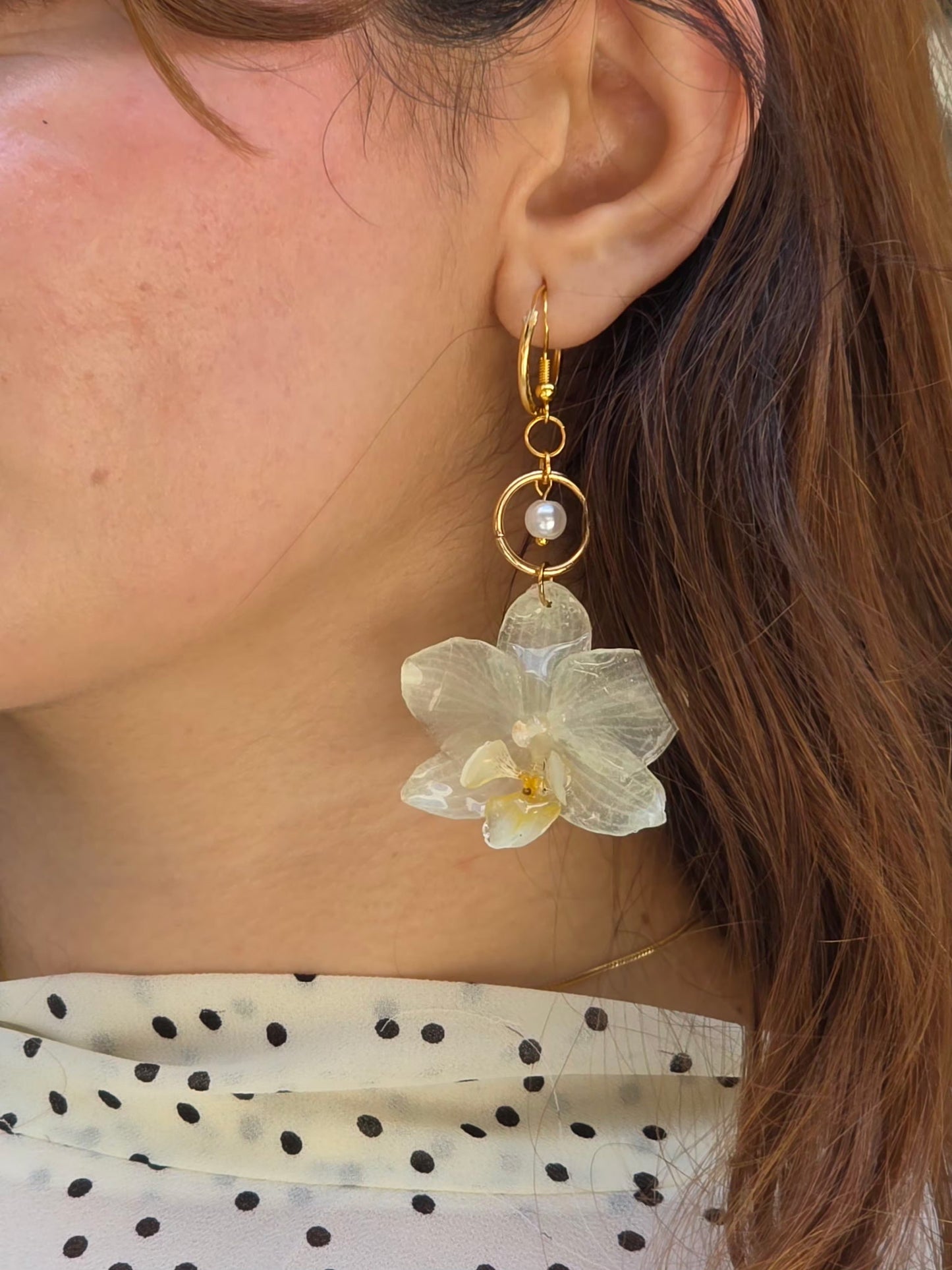 Light Yellow Orchid Earrings